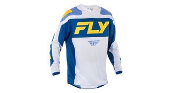Camiseta de manga larga fly racing f 16 blanco azul amarillo