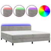 estructura de cama led con cabecero con somier y cubrecolchon 200x200 cm tela de terciopelo gris claro tdl0207764