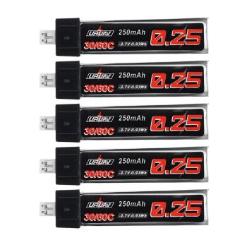 5Pcs URUAV 3.7V 250mAh 30C / 60C 1S Batería de Lipo PH2.0 para Tiny Whoop TINY6 6X