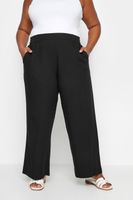 yours pantalones anchos color negro con lino mujer curvy y tallas grandes yours