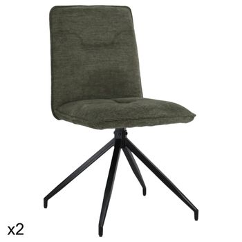 Lote de 2 sillas de tela verde