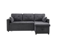 sofa cama l-forma - diseno moderno sofa con almacenamiento y portavasos - gris