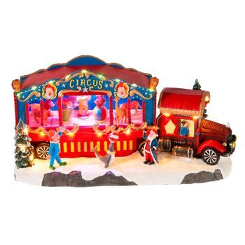 Camión Circo Navideño Well Home - Led, Movimiento Y Música - 39x15,5x18,5 Cm