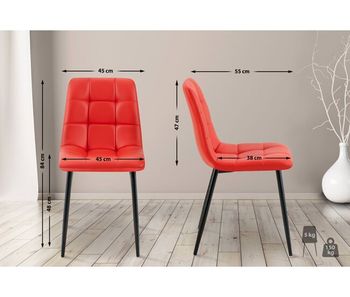 Set de 4 sillas de comedor antibes en polipiel simil cuero rojo 55x45x84 cm