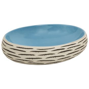 Lavabo Sobre Encimera | Lavabo De Baño Moderno Ovalado Cerámica Multicolor 59x40x15 Cm