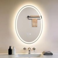 espejo de bano ovalado led nettlife de 50x70 cm control tactil antivaho regulable de 3000 a 6500 k ip44 montaje en pared espejo iluminado de diseno