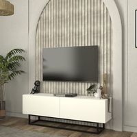 mueble de tv nolven con 2 puertas base corta 135x32x47 cm - blanco encasa