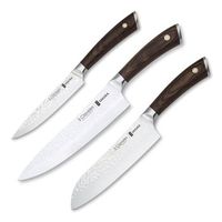 3 claveles sakura - juego masterchef de 3 cuchillos acero forjado con hoja martilleada
