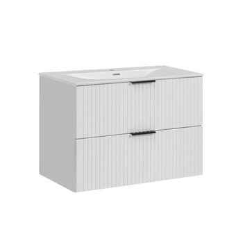 Mueble lavabo encastrable individual tableros de melamina y mdf blanco