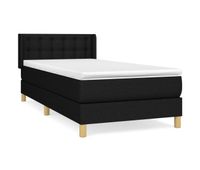 cama box spring con colchon tela negro 80x200 cm botones