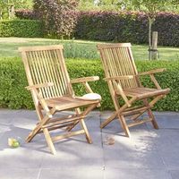2 sillas de jardin plegables de madera teca maciza aceitada