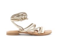sandalias de piel con bordado de trenza y cierre de esclava gold