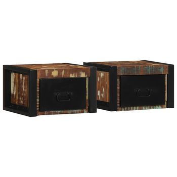 Mesillas De Noche Multicolor 2 Uds 40x35x25 Cm Madera Reciclada Vidaxl