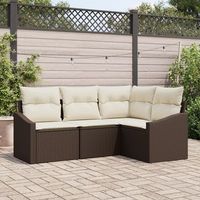 juego de sofas de jardin de 4 piezas con cojines marron poliratan v2843 unico  marron