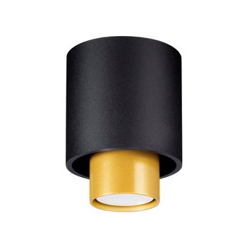 Lámpara de techo negro/dorado acero alt. 14 cm