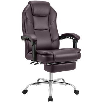 Silla De Oficina De Piel Sintética Castle Simil Cuero Marrón 64x67x114 Cm Clp