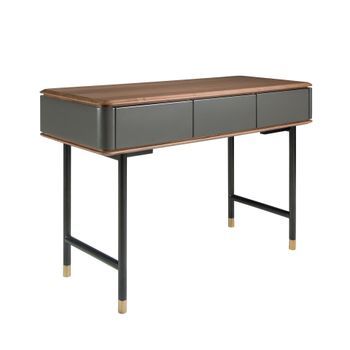 Consola Rectangular Nogal, Madera Gris Oscuro Y Acero Negro Angel Cerdá 7171 120x50x80
