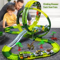pista de escalada magica tren mundo de dinosaurios carrera en carretera pista flexible coche para ninos y ninas de 3 a 6 anos regalo de cumpleanos