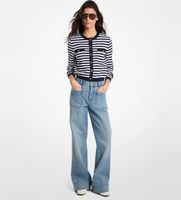 michael kors para mujer ms661g1kvm cardigan de punto elastico a rayas marino blanco s azul casual viscosa