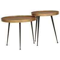 mesa de centro 2 uds madera contrachapada dorada vidaxl