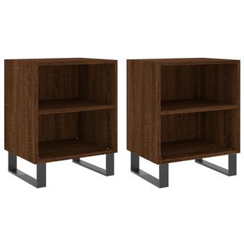 Mesita De Noche 2 Uds Madera Ingeniería Roble Marrón 40x30x50cm Vidaxl