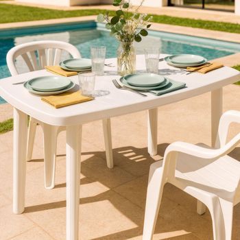 Mesa Ovalada Desmontable Exterior 137x85x72 Cm Blanca