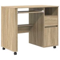 escritorio con ruedas roble sonoma madera de ingenieria vidaxl