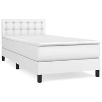 cama individual  cama box spring  cama para adultos con colchon cuero sintetico blanco 90x190 cm