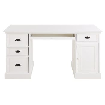 Escritorio de 4 cajones y 1 puerta de abeto blanco