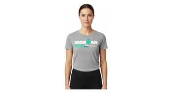 Camiseta de manga corta ironman 70 3 vichy gris para mujer