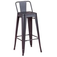 taburete metalico industrial con respaldo bajo  43x43x97cm - negro