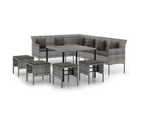set de comedor de jardin 6 piezas y cojines ratan sintetico gris