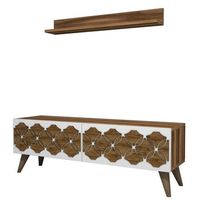 mueble tv con estante nisan nogal
