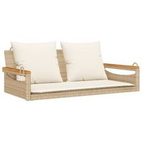 banco columpio con cojines ratan sintetico beige 109x62x40 cm
