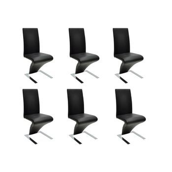 Sillas De Comedor 6 Unidades Cuero Sintético Negro Vidaxl
