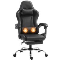 homcom silla gaming ergonomica con cojin lumbar masajeador silla gaming reclinable en cuero sintetico negro