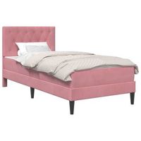 cama individual  cama para adulto  estructura de cama con colchon rosa 80 x 200 cm terciopelo