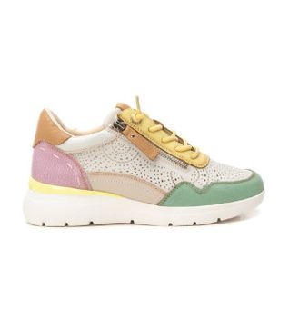 Carmela para mujer. 16227406-AQUA Zapatillas de piel 162274 multicolor (38), Plano, Cordones, Cremallera, Casual