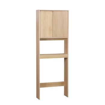 Estantería / Mueble Wc Escandinavo Decorado En Madera, Natural