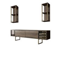 mueble tv con estante line negro nogal