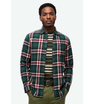 Superdry para hombre. M4010727A Camisa Lumberjack verde (S), Casual, Algodón, Manga larga