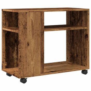 Mesa Auxiliar，mesa De Centro，mesita De Centro Rodante Madera Ingeniería Envejecido 70x35x60 Cm
