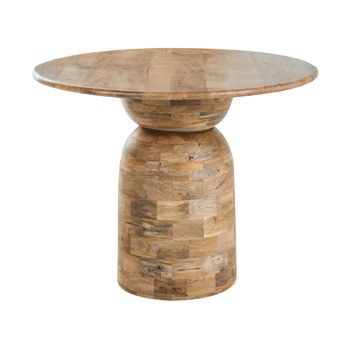 Mesa Redonda Moderna Para Comedor Pedestal Ø 110 Cm De Madera De Mango Natural Murtle