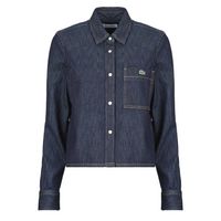 lacoste camisa chemise courte en denim regular fit para mujer