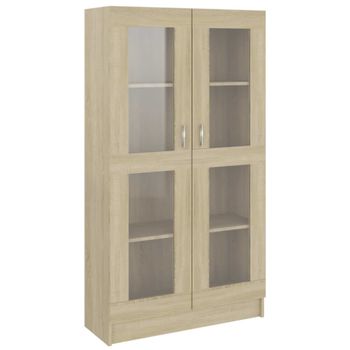 Vitrina de madera contrachapada color marrón 82,5x30,5x150 cm