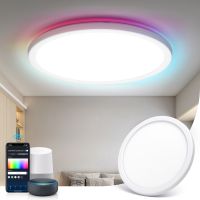 aigostar mesh - lampara techo inteligente delgada bluetooth mesh o290mm 24w lampara techo alexa 2280lm 3000k-6500k y rgb regulable plafon led techo para dormitorio salon cocina