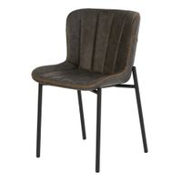 silla de comedor acolchada en cuero sintetico gris y patas negro