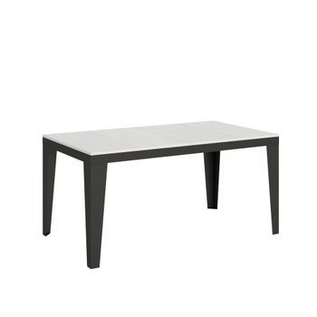 Mesa Extensible 90x160/420 Cm Flame Evolution Fresno Blanco Estructura Antracita