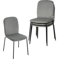 set 4 sillas de comedor de terciopelo y metal apilables ideales tambien como sillas de cocina o de estilo escandinavo engris oscuro - woltu