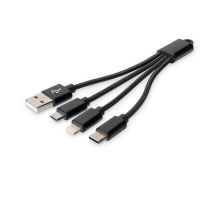 digitus cable 3 en 1 usb 20 a lightningmicro usbusb-c 15cm negro